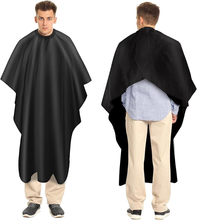 Hair Cutting Barber Cape Professional Haircut Salon Cape for Men Women (Black)