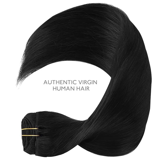 WENNALIFE Clip in Hair Extensions Real Human Hair, 24 Inch 160g 7pcs Jet Black Remy Hair Straight Natural Extensiones De Cabello Humano Con Clip Ins