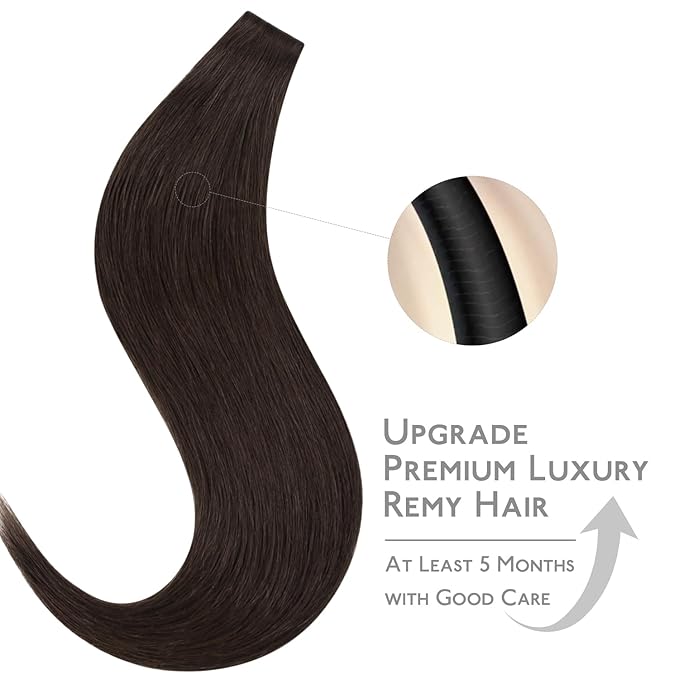 WENNALIFE Invisi Edge Tape in Hair Extensions Human Hair, 18 Inch 50g 20pcs Light Dark Brown Invisible Luxury Remy Hair Extensions Natural Seamless Injected Tape Ins Straight Extensiones De Cabello Hu