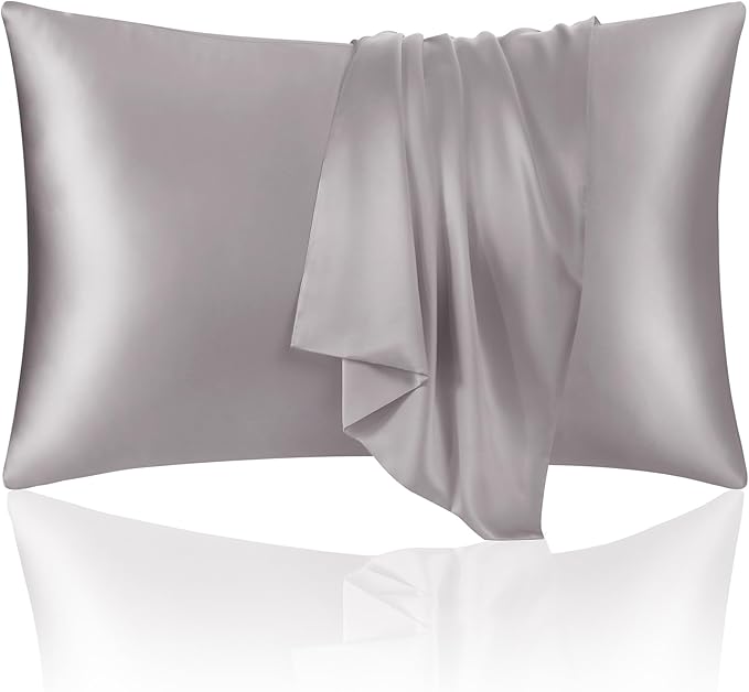 ECOSA Luxurious 30 Momme 100% Mulberry Silk Pillowcase (50x70cm) – 6A Grade Charmeuse Weave, Oeko-TEX® Certified – Frizz-Free Hair & Wrinkle-Free Skin (Grey)