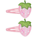 IKOLA Snap Hair Clips for Girls, Sequin Strawberry Hair Clips Water Drop Non Slip Fabric Hair Barrettes Sparkly Hair Accessories for Kids, Toddler Girls - Pink