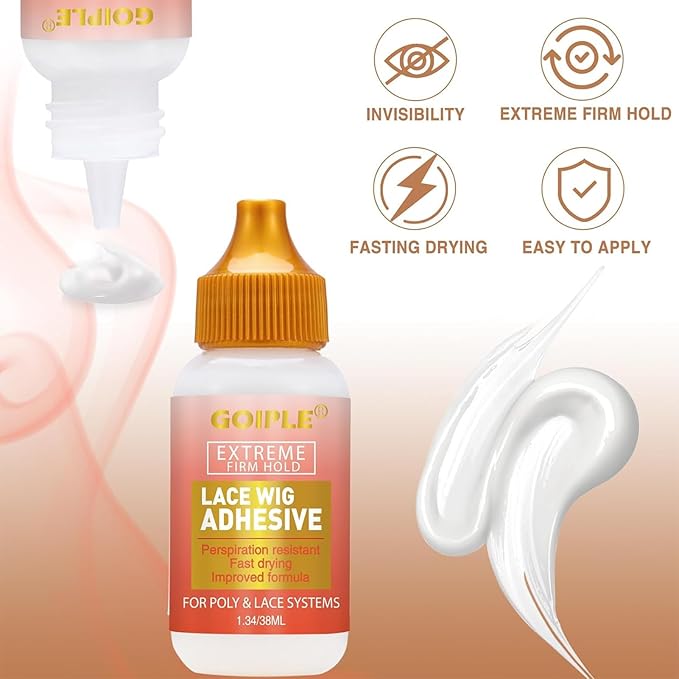 Lace Glue Kit Complete Set with Lace Tint Mousse, Lace Melting Spray Wig Glue for Women's Wigs and Hairpieces - Wig Installation Kit & Tape in Extension Rmover & Cap (Dark Brown)
