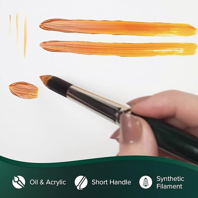 Silver Brush Limited RS-2599S Ruby Satin Short Handle Round Bushes with Stiffer Synthetic Feel, 9pc Premium Painting Set for Oil, Acrylic, and Heavy Body Paints, Sizes 3/0, 2/0, 0, 1, 2, 4, 6, 8, & 10