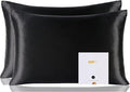 ZIMASILK 100% Pure Mulberry Silk Pillowcase 2 Pack, Soft and Smooth,Both Sides Premium Grade 6A Silk,600 Thread Count,with Hidden Zipper (Queen 20''x30'',Black)