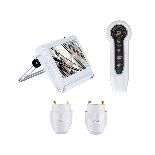 Skin Hair Analyzer, 5-inch 50X/200X Scalp Analysis Machine Rechargeable Hair Follicle Skin Analyser Tester Machine HD Scalp Detector Digital Skin Health Detection for Home Salon