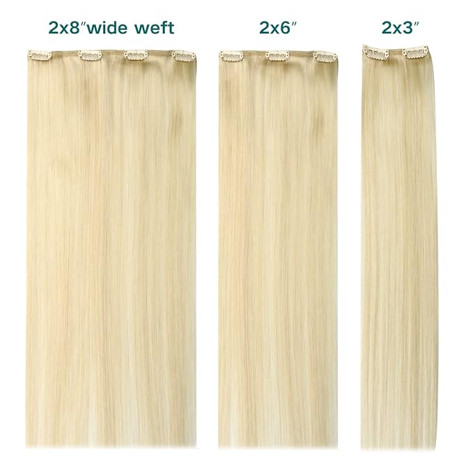 SURNEL Clip in Extensions Human Hair Platinum Blonde Hair Extensions Real Human Hair Clip ins 20 Inch 6pcs 120g (#60,20'')