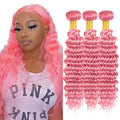 Pink Bundles Human Hair Pure Pink Deep Wave Bundles 26 28 30 Inch Double Weft Grade 8A Brazilian Virgin Remy Hair Extensions 300g