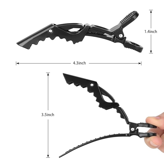 Rat Tail Teasing Comb Set with Styling Clips - 3 Steel Pin Combs, 7 Sectioning Clips for Braiding, Parting, and Salon Styling
