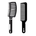 Voremy Magical Brush Detangler & Flat Hair Comb Set, Natural Boar Bristle Hair Brush Ultra Soft For All Hair Types - For Women, Men, Thick And Curly Hair (2 Pack)