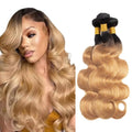 Ombre Bundles Human Hair 1b27 Body Wave Bundles 14 16 18 Inch Brazilian Virgin Remy Hair Extensions Double Weft 2 Tone Black and Honey Blonde Body Wave Bundle