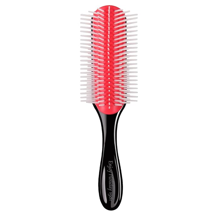 Hair Brush for Women Men Curly Wet or Dry Hair Classic Detangling Brushes 7 Row for Natural Thick Hair, Blow Styling Separating, Shaping Defining Curls Tools Travel Bristle Black Hairbrush
