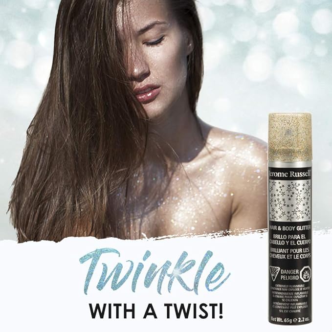 Jerome Russell Temporary Hair and Body Glitter Color Spray, Travel Spray, Lightweight, Adds Sparkly Shimmery Glow, Perfect to use On Hair, Skin, or Clothing, 2.2 oz - Multi-Color x 3 Pack