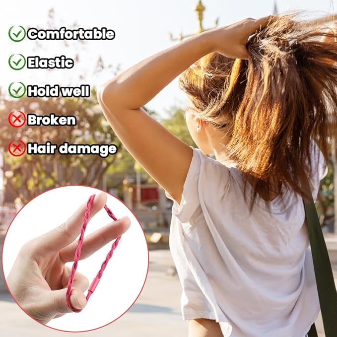 DIYDEC 32PCS Boho Hair Bracelets for Women Elastic Bracelets Hair Ties No Damage Hair Bands for Girls Thick Thin Long Curly Hair Accessories(C Style)