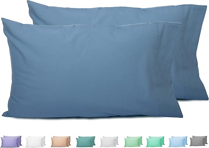 Sunflower King Pillowcases Set of 2, 100% Cotton King Pillow Cases 2, 20×40 inches Copen Blue, Soft and Breathable