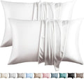 100% Silk Pillow Cases 2 Pack Queen Size Mulberry Silk Pillowcase for Hair and Skin Set of 2 Highest Grade 6A Silk Soft Breathable Cooling with Hidden Zipper, White
