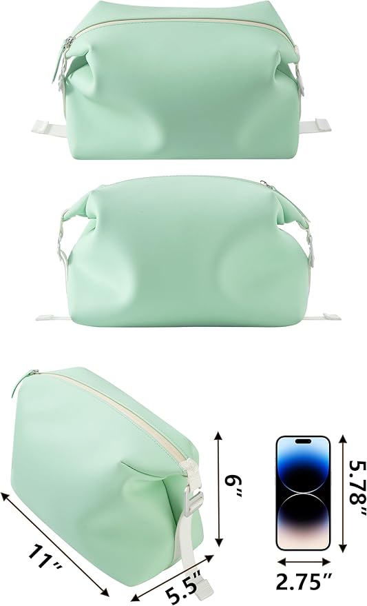 6"x 11" 6L Large Silicone Toiletry Bag,Waterproof Leakproof Foldable Travel Organizer,Dopp Kit Alternative for Men & Women,Turquoise Blue