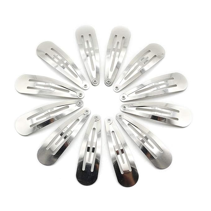 Dofash 12PCS Snap Hair Clips For Women-Non Slip & Metal Hair Barrettes, 5cm 2'' Small Clips For Thin & Fine Hair,Silver
