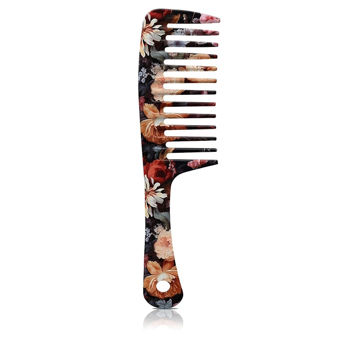 Wide Tooth Comb,Effortless Tangle Removal for Curly, Wet, Long Hair Wet,Cute Aesthetic Design for Women Men and Girls (Black-06)
