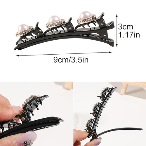 12PCS Sparkling Crystal Stone Braided Hair Clips, Braided Hair Clips for Women and Girls, Shiny Flower Rhinestone Hair Clip, Braided Duckbill Hair Clip With Crystal Hair Accessories for Styling