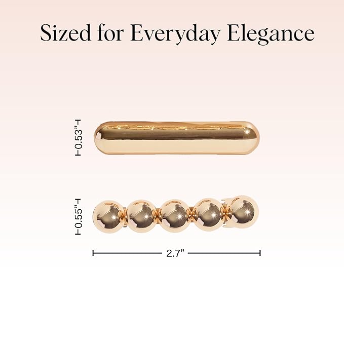 Kitsch Gold Hair Barrettes For Women - Stylish, Durable & Elegant Metal Hair Clips for Everyday or Special Occasions - Cloud & Bubble Design | Ideal Gifts for Women 2pc Set