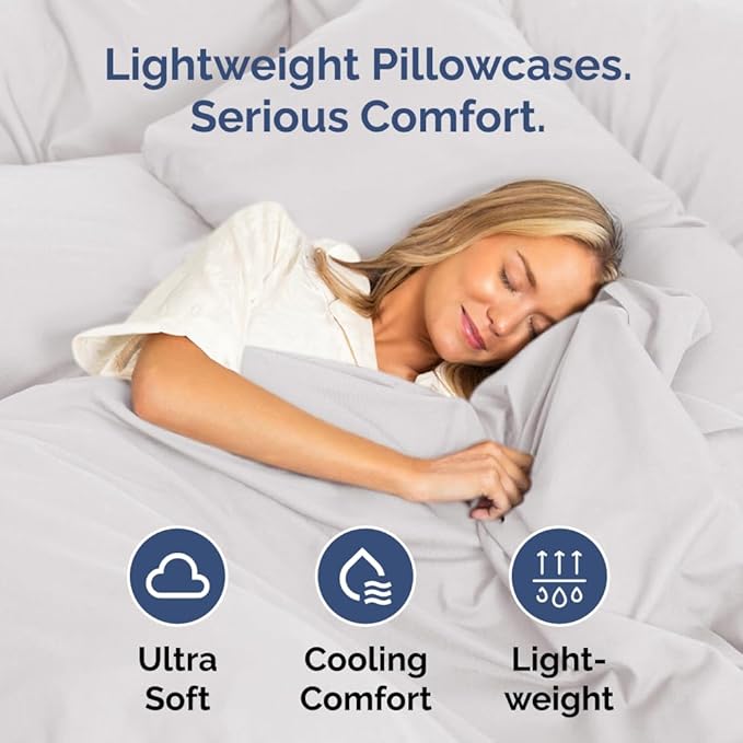 Standard Pillow Cases - 2 Pack - Super Soft Pillowcase Covers - Envelope Enclosure - Hotel Quality Pillow Protectors - Wrinkle Free, Fade & Stain Resistant - Machine Washable - 20" x 26" (French Grey)