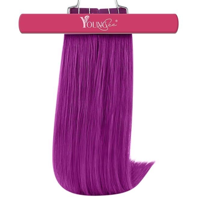 YoungSee Purple Tape in Human Hair Extensions 24 Inch Tape in Extensions Purple 10pcs Invisible Tapes in Hair-Extension Colorful 25g Diy Hair-Extension
