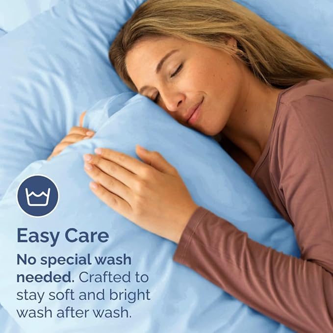 Queen Pillow Cases Set of 4 - Ultra Soft Hotel Quality Pillowcase Covers - Comfy, Cozy & Wrinkle Free - Shrink, Stain & Fade Resistant - Machine Washable Pillow Protectors - 4 Piece Set - Light Blue