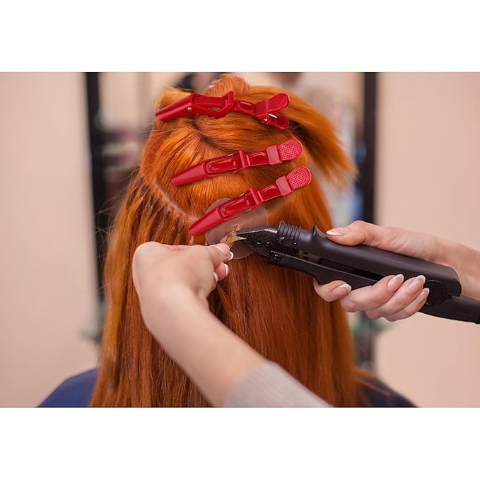 Ondder 14 Pcs Red Large Alligator Hair Clips for Styling Sectioning, Professional Strong Hold for Hair Coloring Cutting, 14 Count Hair Clips for Women Men Girls Teens