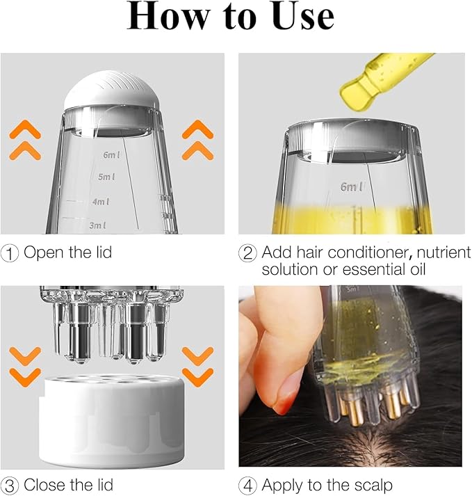 Scalp Applicator Comb, Scalp Oil Applicator, Root Comb Applicator Bottle for Hair, Hair Serum Applicator Suitable for Various Liquids, Suitable for Home and Travel-Transparent