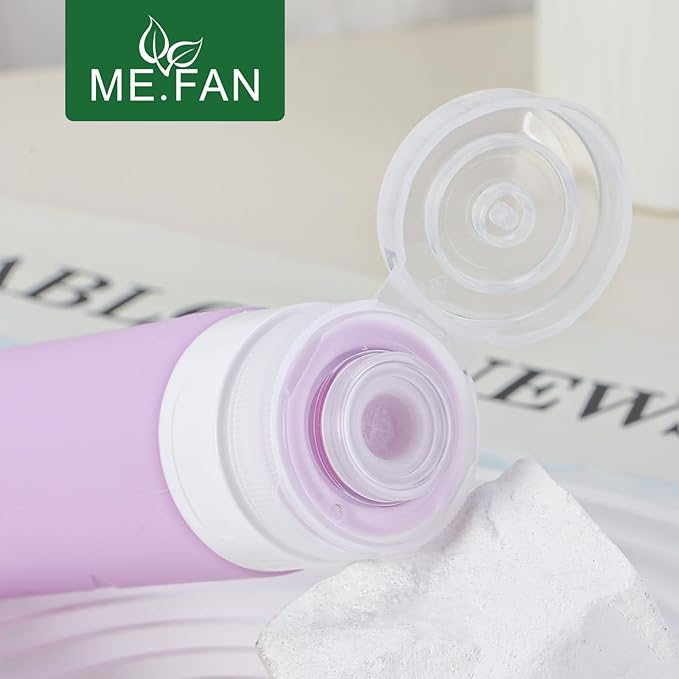 ME.FAN Travel Bottles for Toiletries, TSA Approved 3oz Travel Size Containers, Silicone Squeezable Portable Split Bottle, Travel Accessories for Conditioner, Shampoo, Lotion- 4 Pack Yellow