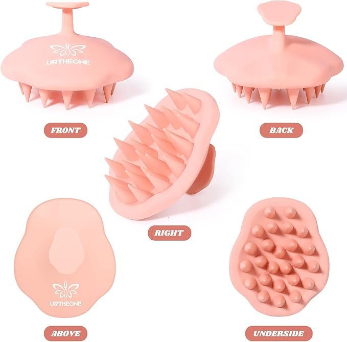 URTHEONE Scalp Massager Shampoo Brush for Hair Growth,Soft Silicone Scalp Scrubber Shower Brush for Women Men Kids Stress Relax&Scalp Exfoliator,Scalp Scrubber for Dandruff Removal (Salmon)