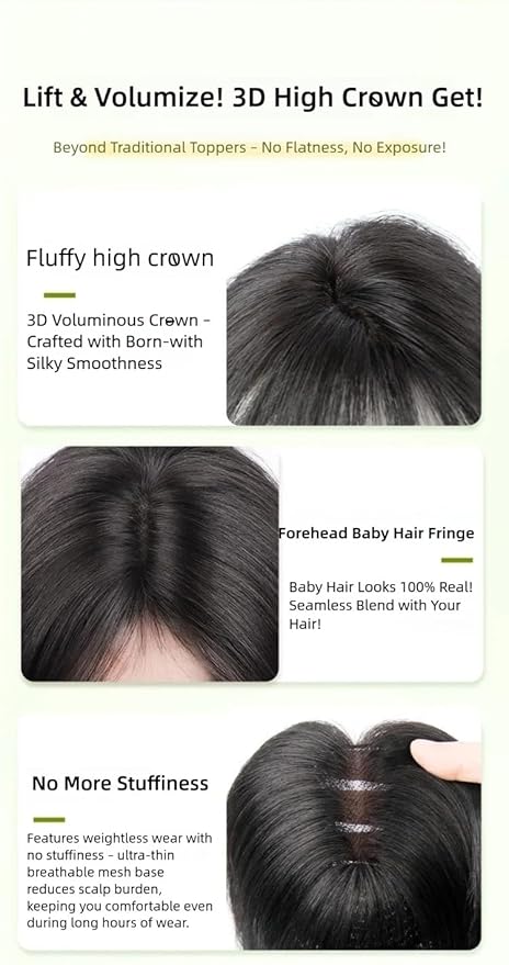 Anemone 100% Real Human Hair Topper No Need Clips Magic Paste Hair Seams 7x10cm Skin Base Fringe Bangs Easy to Wear (Dark Brown Middle Bangs)