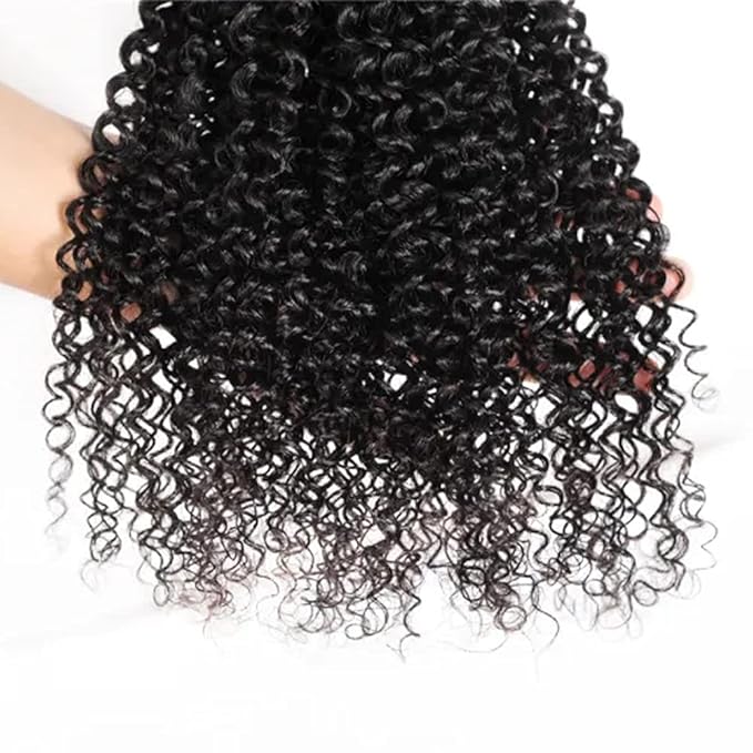 Natural Black Human Hair Bundles Color 1B Kinky Curly Hair Weave Single Bundle 20 Inch Grade 8A Peruvian Virgin Hair Extensions For Woman 300g