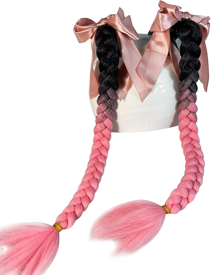 2PCS Helmet Pigtail Motorcycle Helmet Ponytail Bicycle Helmet Braids Hair Tails Used for Any Helmets/Suction Cup Reusable Design 2PCS(Helmet Not Included)