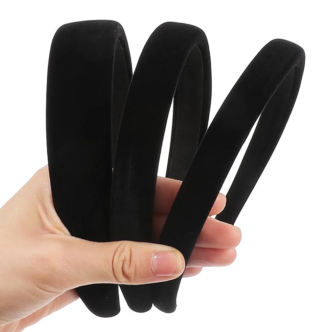 Black Velvet Headbands for Women,3 Pcs Headbands for Women Non Slip 3 Different Width,Elastic Hair Bands Fashion Accessories