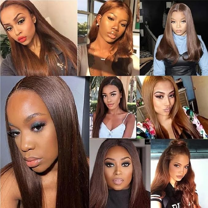 Brown Bundles Human Hair Color 4 Straight Bundles 22 24 26 Inch Niegmeag Brazilian Virgin Soft and Silky Remy Hair Extensions Chocolate Brown Straight Human Hair Bundle 150g