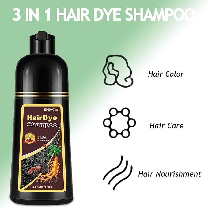 Natural Chestnut Brown Hair Dye Shampoo, 3-IN-1 Hair Color Shampoo for Men Women, Brown Hair Dye Colors in Minutes for All Hair Types 16.9 Fl Oz (Chestnut brown)