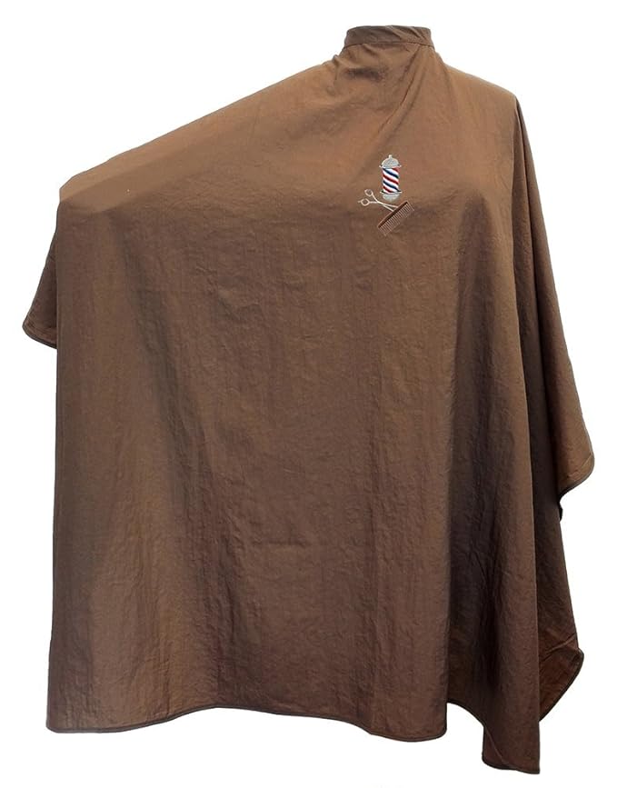 CHARLENE Professional Cutting Cape for Salon Hair Styling, Barber Haircut, Coloring, Skincare, Makeup (BP Logo, BROWN)