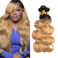 Blonde Bundles Human Hair Ombre Body Wave Bundle Niegmeag Virgin Remy Hair 3 Bundles 22 24 26 Inch Double Weft 2 Tone Black and Honey Blonde Body Wave Bundle