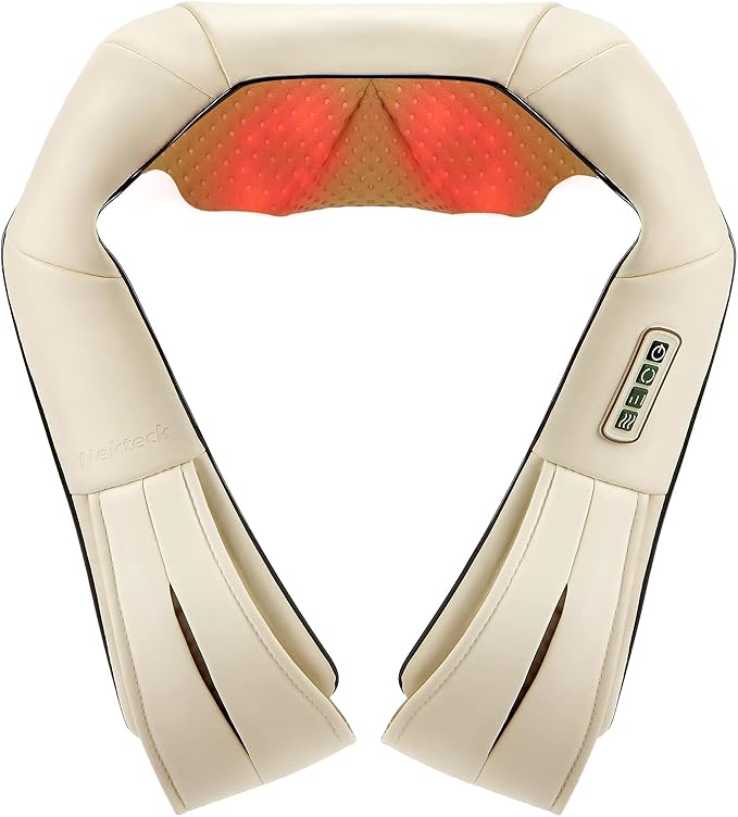 Nekteck Neck Massager for Pain Relief Deep Tissue, FSA Eligible Shiatsu Back Massager with Heating 3D Kneading Massage Pillow for Shoulder Leg Muscle, Office Home Car Use, HSA Eligible, Plug-in Use