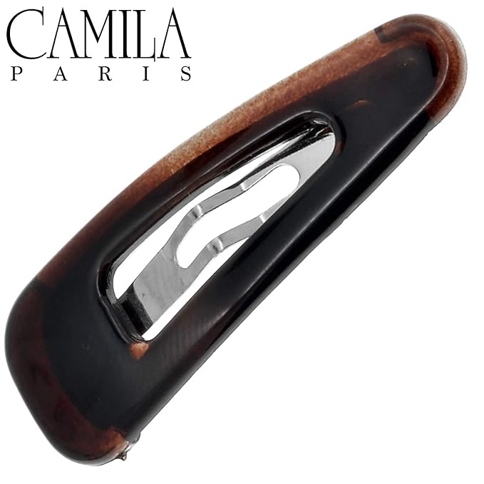 Camila Paris AD89/2 French Hair Barrettes Clips, Snap Hair Slides Clic Clac for Women, Styling Girls Side Slide-in Metal Snap Pin Hair Accessories for Women. Strong Hold, No Slip Grip, Made in France