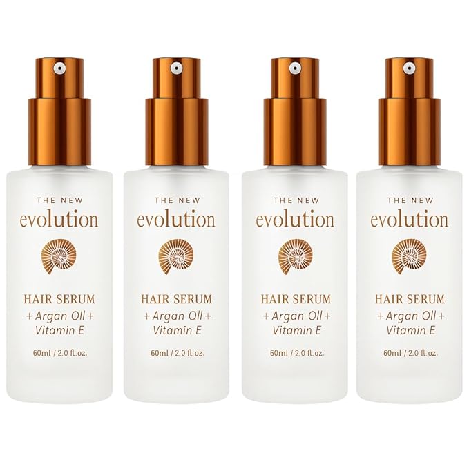 Evolution Argan Oil Serum - Vitamin E Treatment for Softening and Straightening Dry Hair - With Aloe Vera (4 Pack)