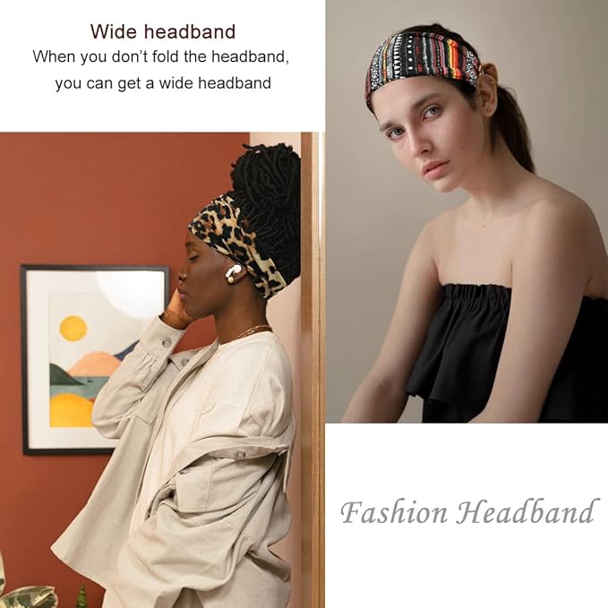 Boho Headbands For Women Fashion Wide Headband Yoga Workout Head Bands Hair Accessories Band 6 Pack