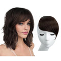 SARLA Side Bangs Dark Brown Clip in Synthetic Hair Pieces Straight Fake Bangs Extensions for Women
