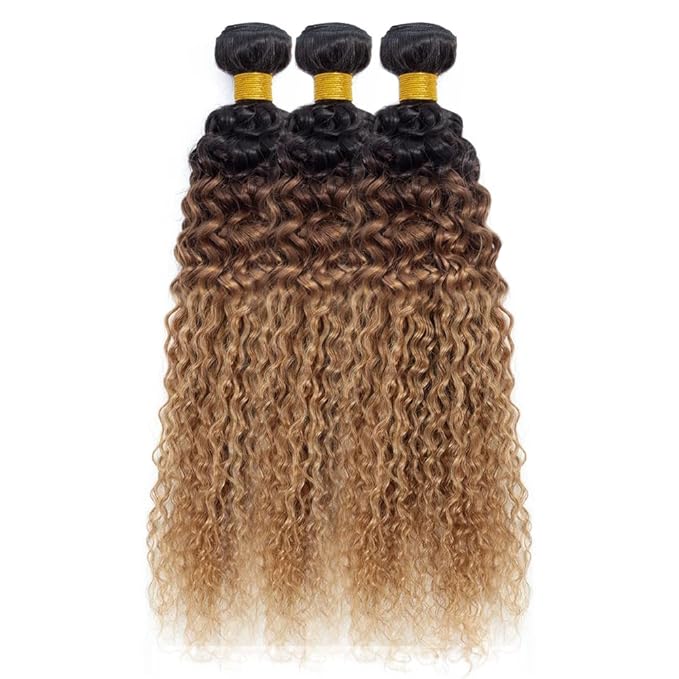 30 32 34 Inch T1B/4/27 Human Hair Bundles Honey Blonde Water Wave Bundles Niegmeag Peruvian Virgin Remy Hair Extensions Ombre Blonde Bundle