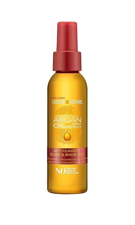 Creme of Nature Argan Oil Anti-Humidity Gloss & Shine Mist With Heat Protection, Leave-In Conditioner With Strengthening Protein