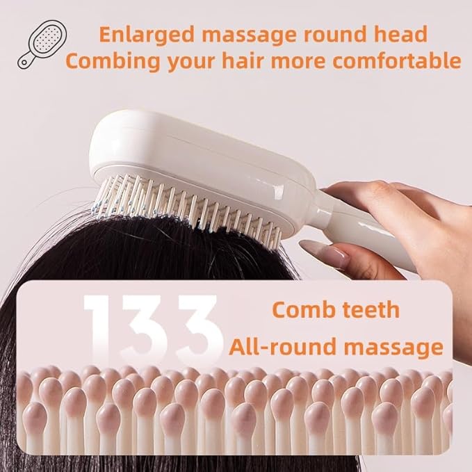 Self-Cleaning Air Cushion Comb – with Portable Travel Design, Features retractable, easy to clean, Ergonomic Pull Ring air cushion massage comb, for Detangling Thick/Curly Hair, Gift for Women (Blue)