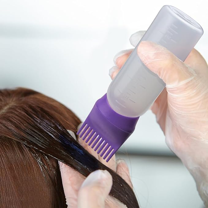 ELANE 4 Pack Hair Oiler Comb Bottle,Root Comb Applicator Bottle for Hair Oil Scalp Hair Oiling Applicator(Purple+Red)