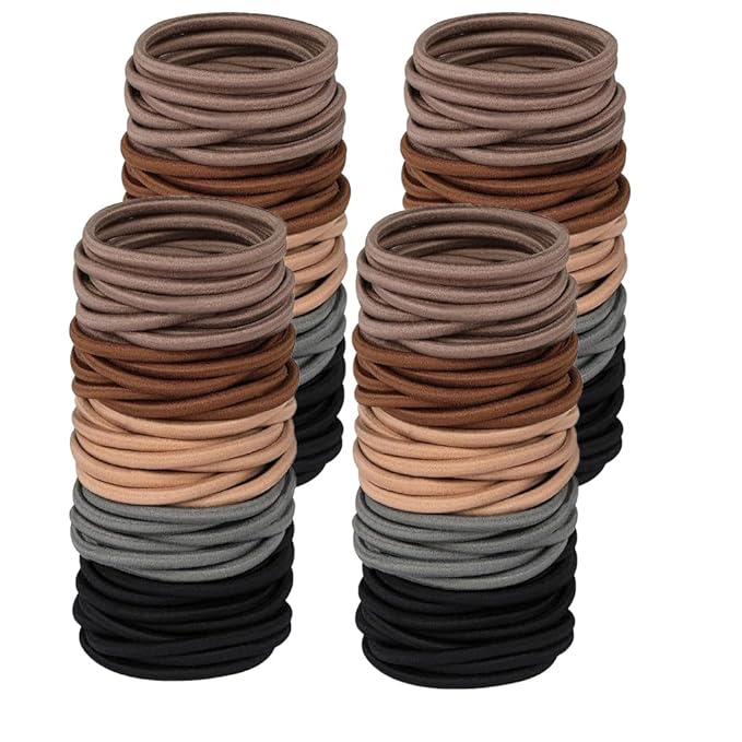 Multi-color Hair Ties Hair Elastics Rubber Bands No Damage for Thick and Curly Hair Long-Lasting Braids Ponytails Holders All Hair Types Pain-Free Hair Accessories for Women or Men 50 PCS 4MM