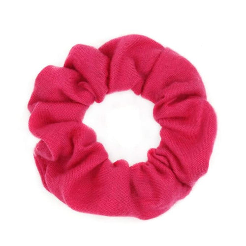 12pcs Cotton Hair Scrunchies Single Jersey Solid Color Ponytail Holders Elastic Hair Ties for Women Accessories (Hot Pink)